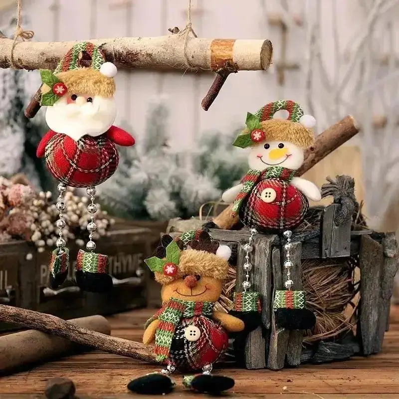 Christmas Decorations Window Decorations Room Decorations Small Figurines Plaid Cloth Beads Legs Holiday Pendants Cartoon Gifts