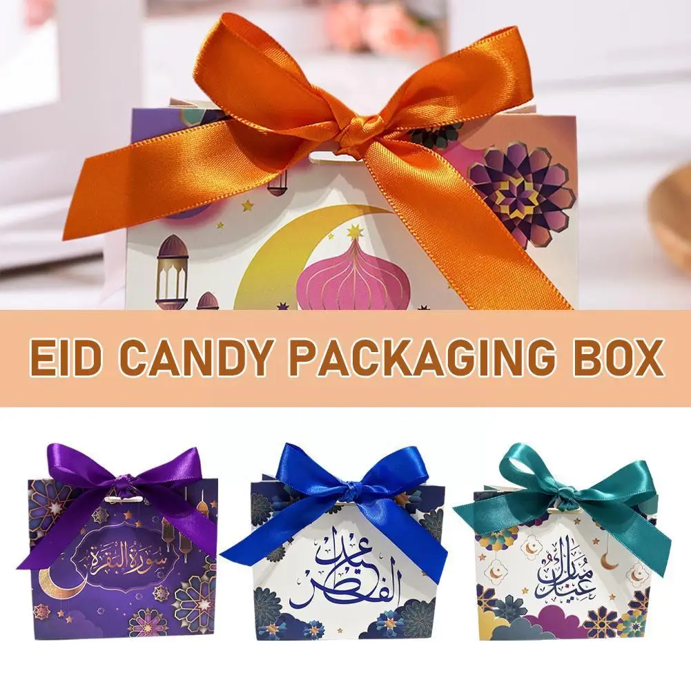 10pcs Eid Mubarak Gift Bags With Stickers Cookie Candy Eid Festival Box