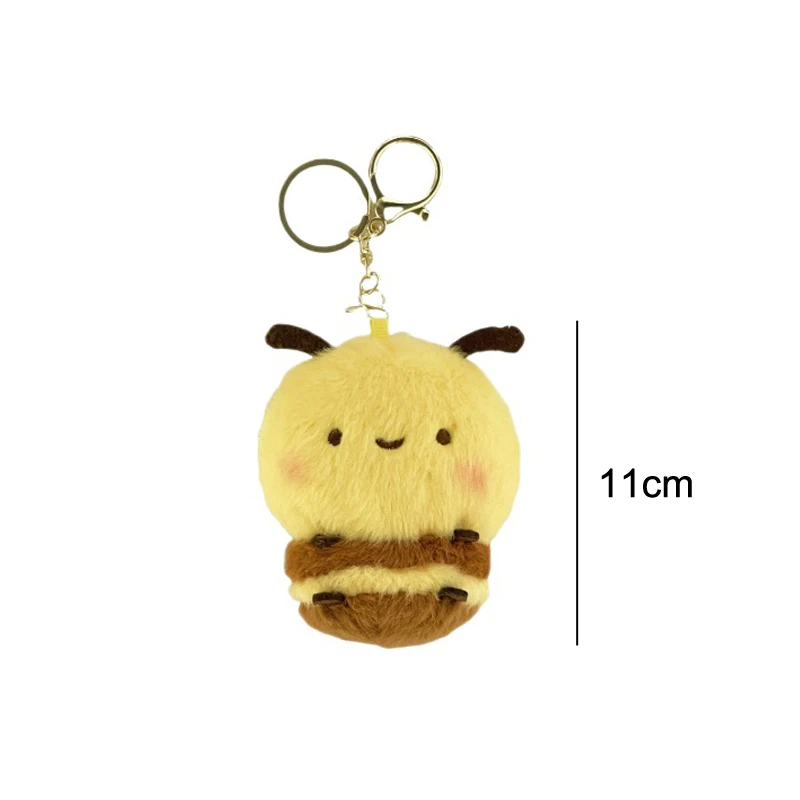 1PC Charms Stuffed Lovely Fluffy Ornament Little Bee Pendant Car Toys Keychain Plush Dolls Child Holiday Gifts 6