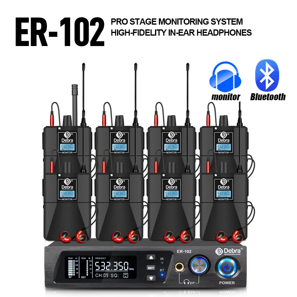 Debra ER-102 UHF Singal Channel In Ear Stage Monitor Wireless System Multiple Transmitter Small Stage Performances