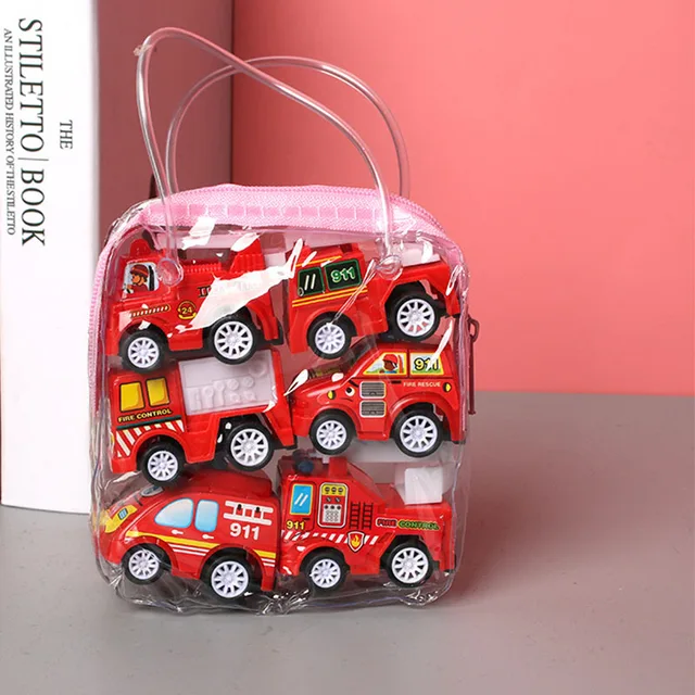 6pcs Car Model Toy Pull Back Car Toys Mobile Vehicle Fire Truck Taxi Model Kid Mini Cars Boy Toys Gift Diecasts Toy for Children C
