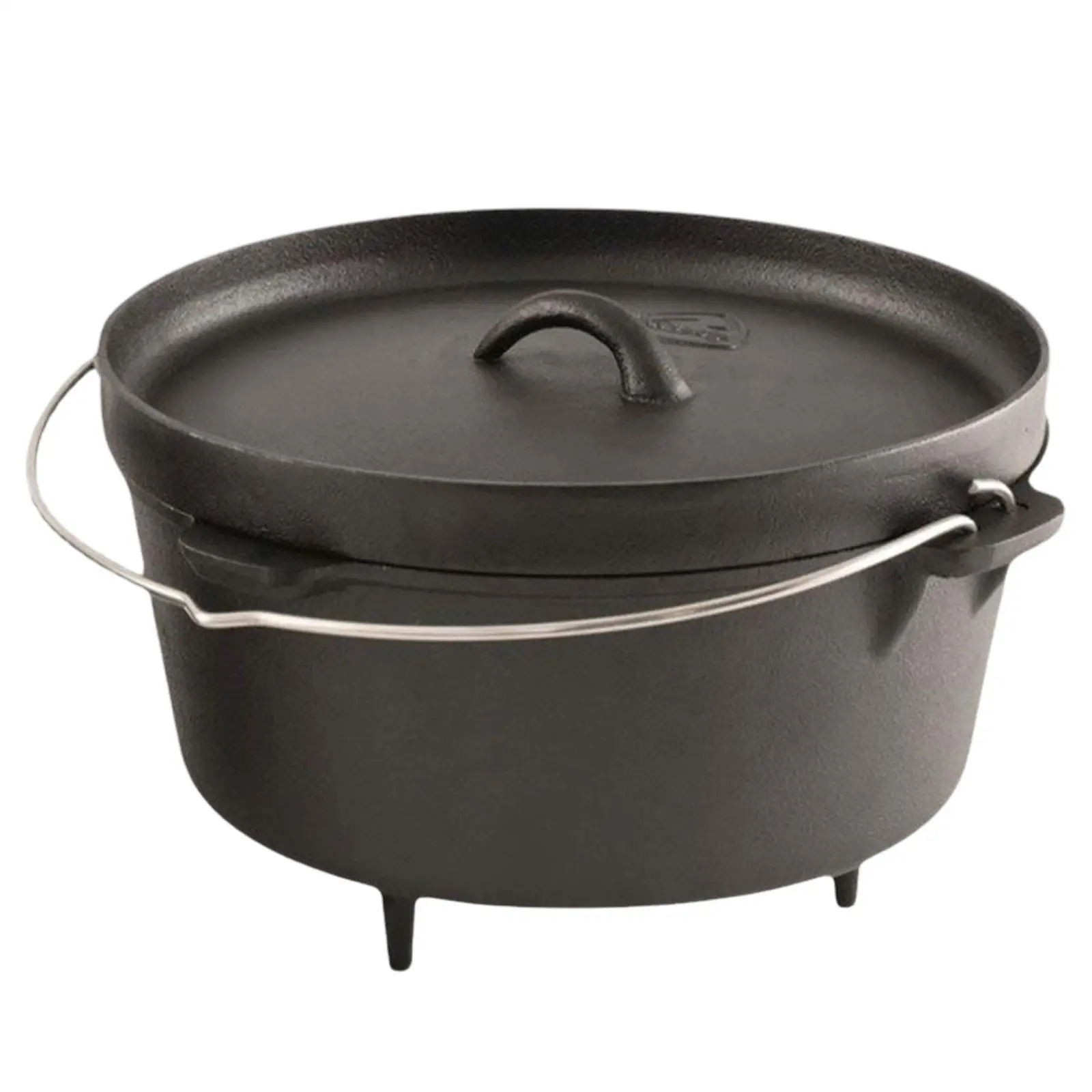 Camp Dutch Oven Cast Iron Use in The Oven Pre Seasoned with Lid Deep Pot for Campfire Backpacking Hiking Braising Picnic