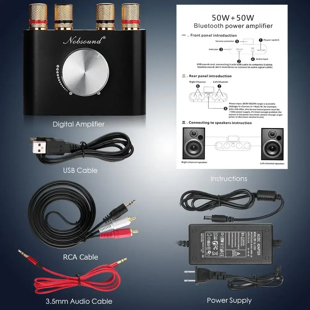 Duplo Áudio Mini Bluetooth 5.0 Amplificador de Potência Receptor de Áudio sem Fio Hifi Stereo Amplificador de Carro para Áudio Doméstico 50w Mais 50w 12v Tpa3116 - Image 5