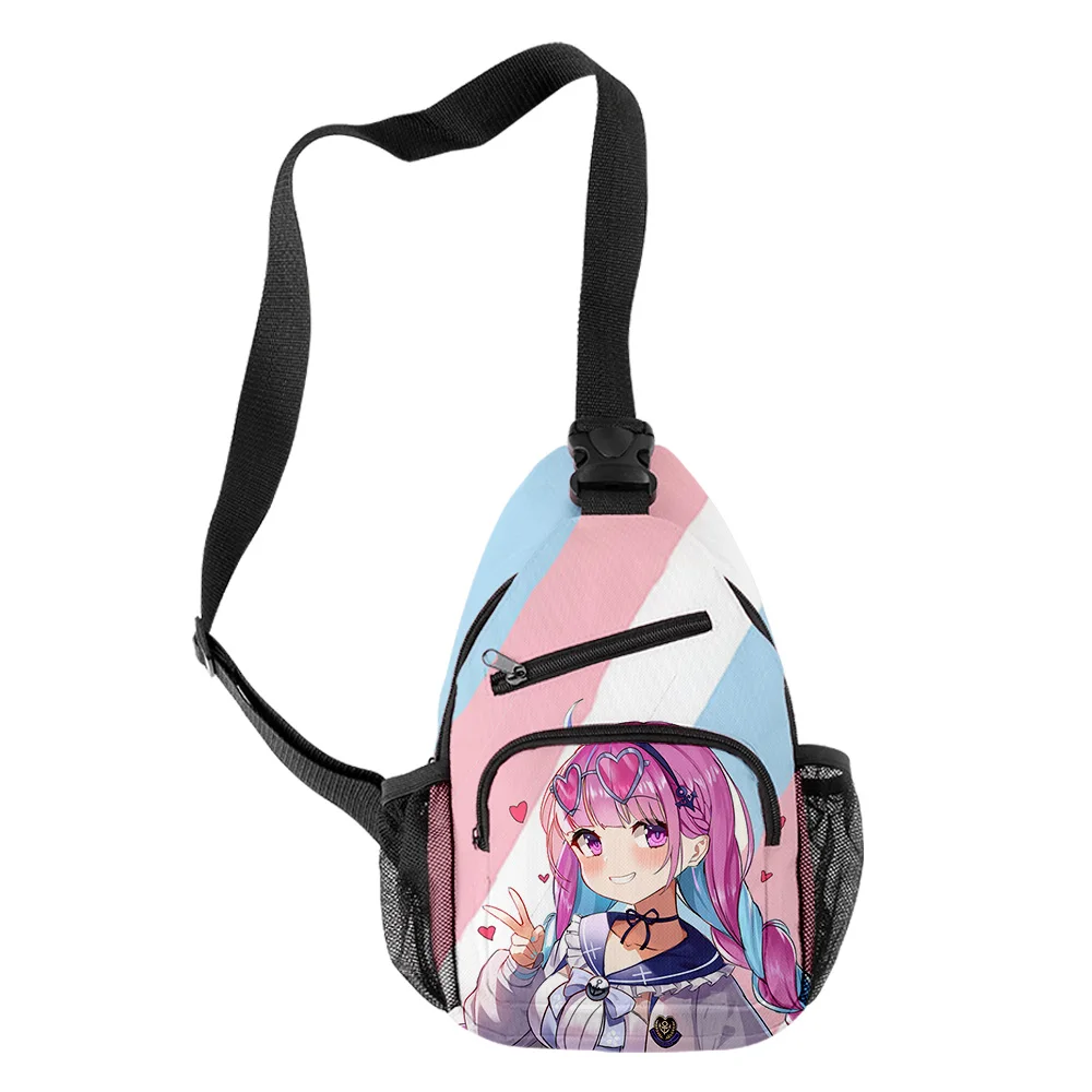 Popular Youthful HOLOLIVE minato aqua Boys/Girls 3D Print Chest Bags Oxford Waterproof Sports Crossbody Travel Bag Shoulder Bags