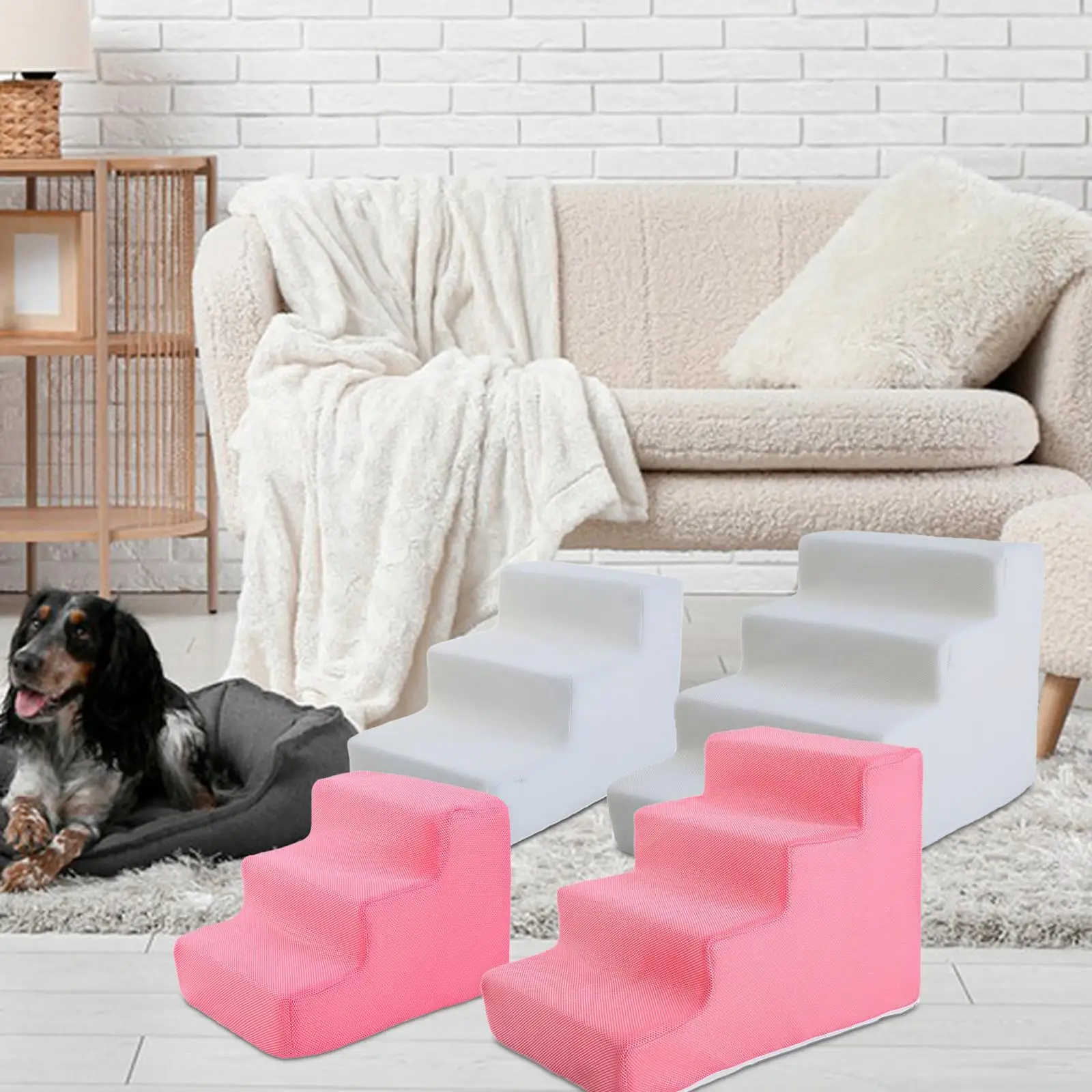 High Density Pet Steps Ladder, Cat Ramp Non Slip Dog Steps, Balanced Pet Steps for Sofa Small Dogs and Cats Couch High Beds