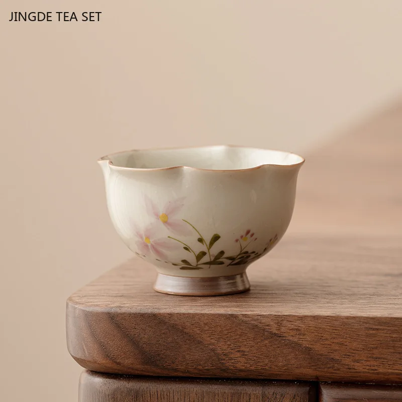 40ML Ceramic Master Cup Creative Handmade Flower Shaped Ceramic Teacup Home Beauty Personal Single Cup Chinese Tea Set