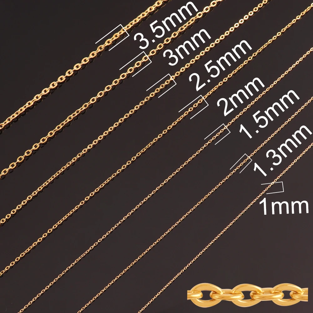 1Meters 1/1.5/2mm Gold Stainless Steel Chain Necklace DIY O Shape Cross Chains for Bracelets Jewelry Making Components stainless steel beads,stainless steel clasps,metal beads,jewelry making tools