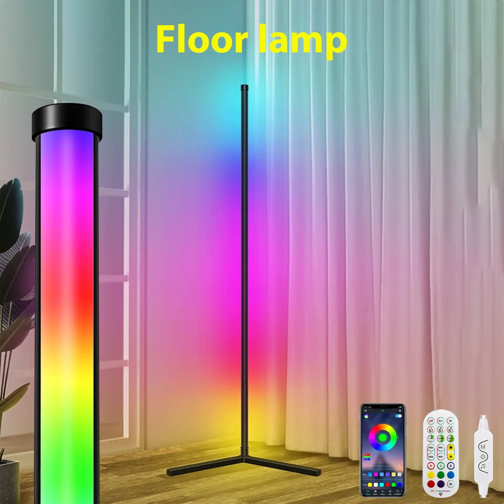 150CM RGB Floor Lamp Corner Light Stand LED Bluetooth Remote Control Streaming - 2