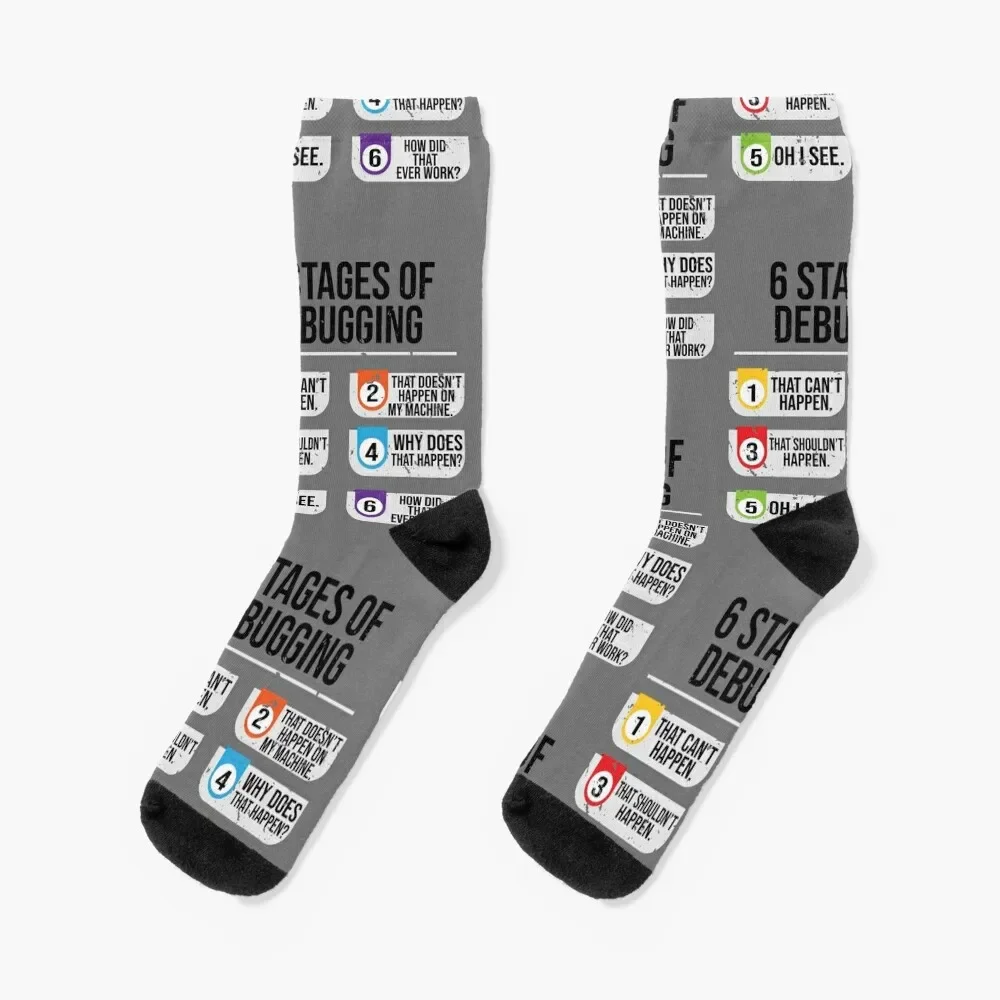 6 Stages Of Debugging Computer Programming Socks crazy basketball Man Socks Women's