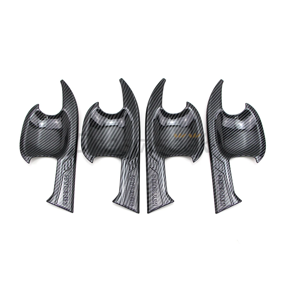 

4PCs Door Handle Bowl Cup Cover For Toyota Highlander Kluger XU70 2020 2021 2022 Carbon Fiber Pattern ABS Plastic
