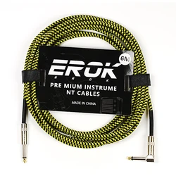 Premium Durable Guitar and Amp Instrument Cable - EROK (Multiple Lengths) (6M-Yellow)