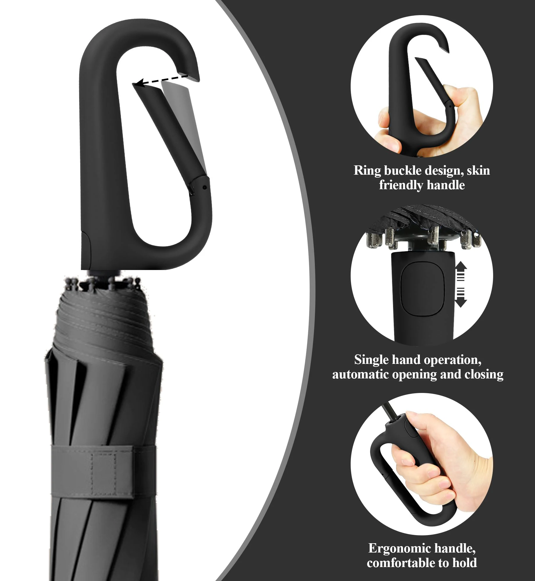 Super Large Automatic Foldable Umbrella For Rain Snow Sun 125cm Diameter Windproof