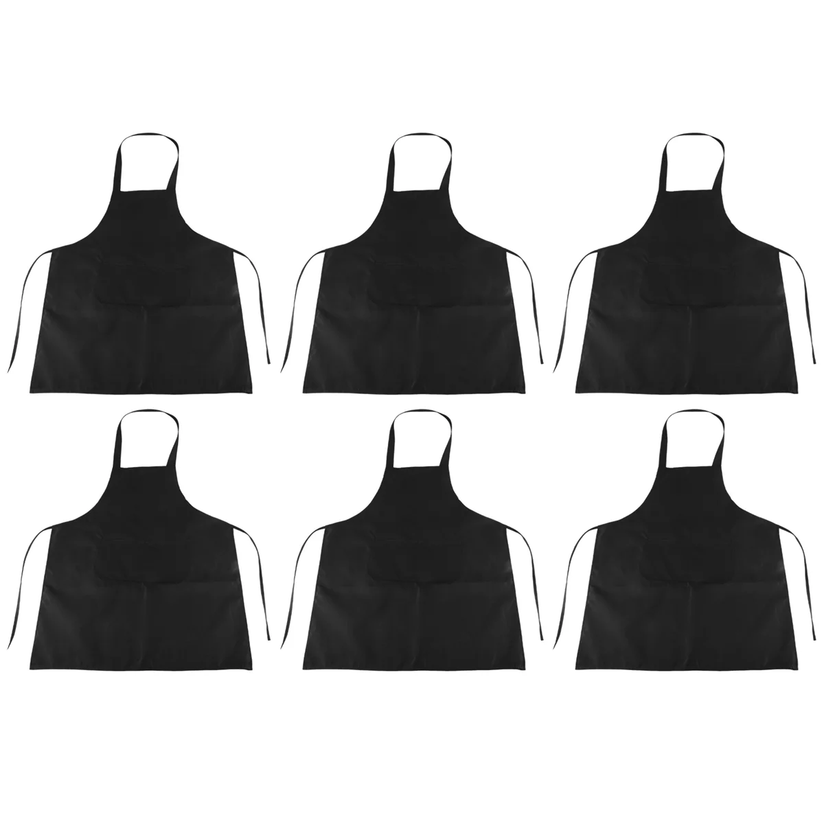 

6 Pack Black Kitchen Apron with 2 Pockets Anti-Dirty Apron Suitable for Barbecue Kitchen Cooking Baking Restaurant