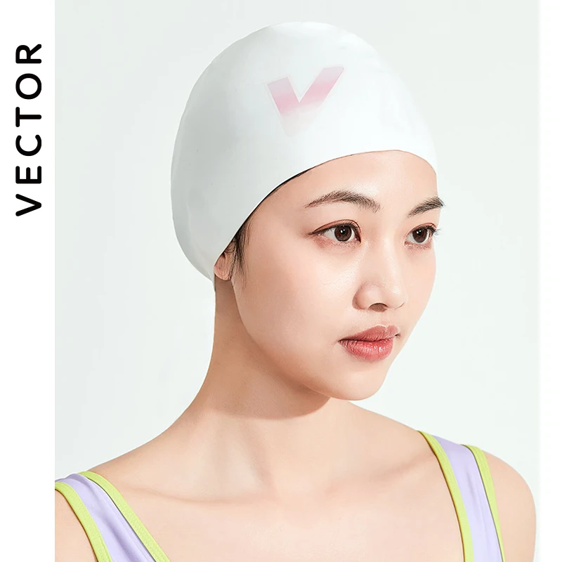 VECTOR Elastic Silicon Rubber Waterproof Protect Ears Long Hair Sports Swim Pool Hat Free Size Swimming Cap for Men Women Adults
