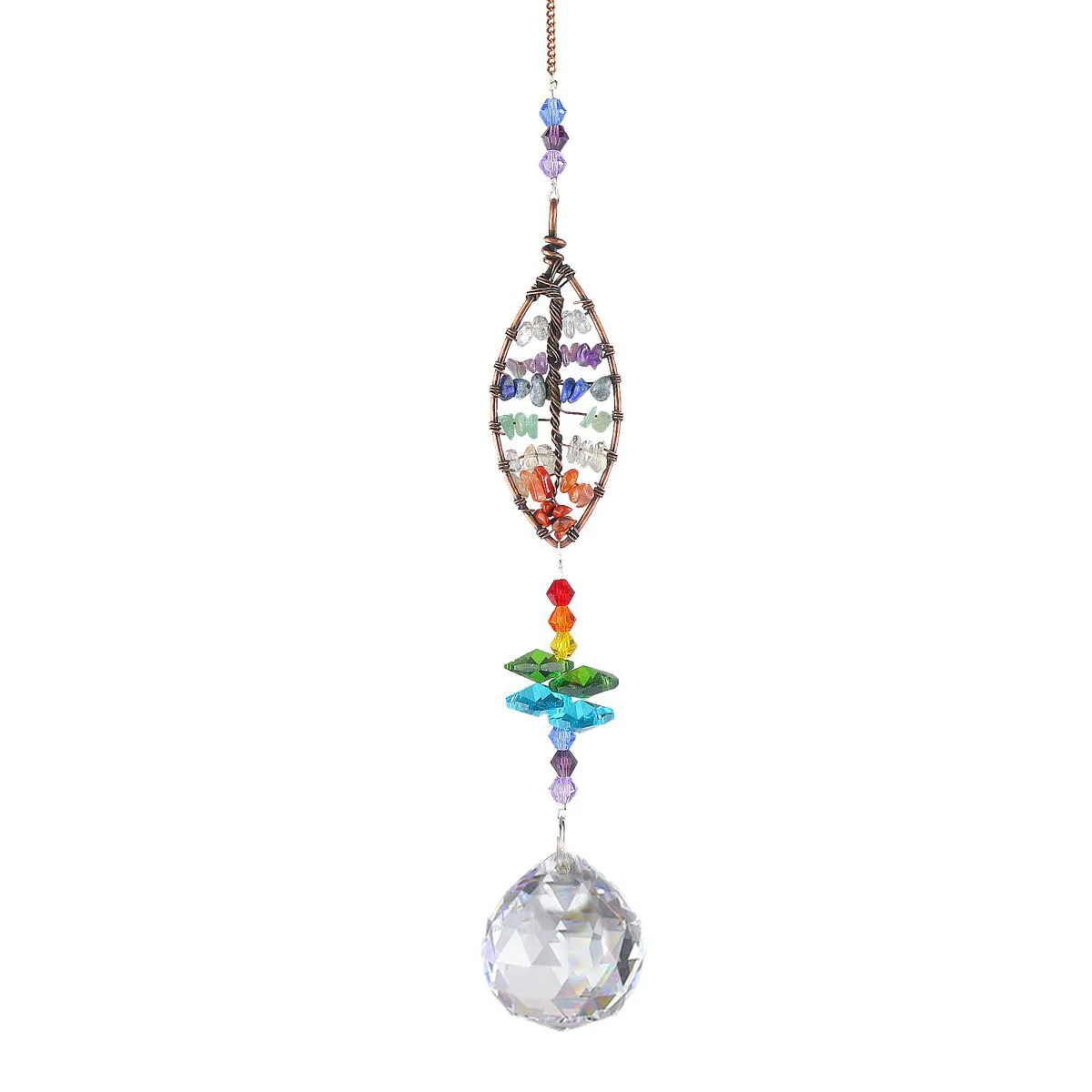 Crystal Tree Prisms Glass Pendant Wind Chimes Rainbow Maker Sun Catcher Indoor Window Car Hanging Garden Decor 1PC
