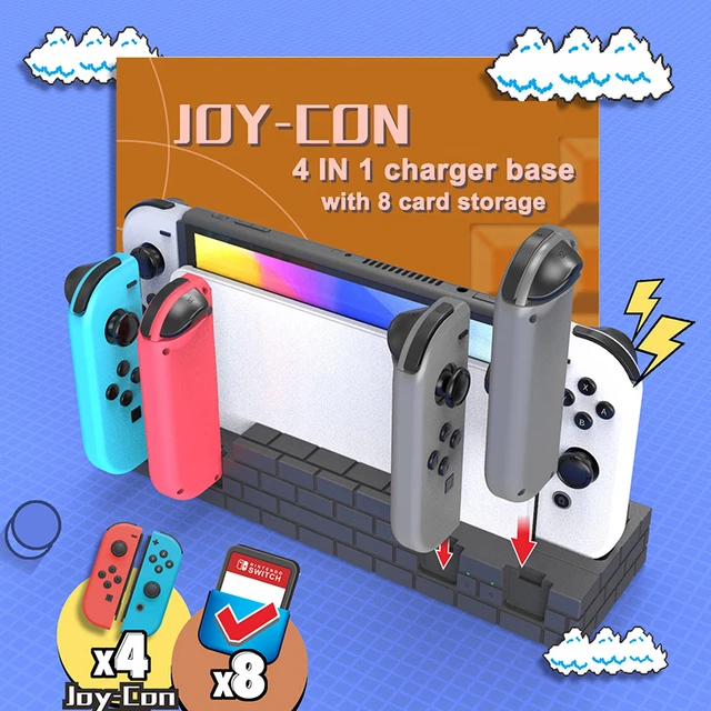 Base de chargeur 4 en 1 pour Nintendo Switch OLED, avec 8 cartes de jeu, station  de recharge, PomerCon - AliExpress