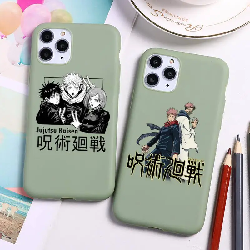 jujutsu kaisen Yūji Phone Case For iphone 13 12 11 Pro Max Mini XS 8 7 6 6S Plus X SE 2020 XR Candy green Silicone cover |