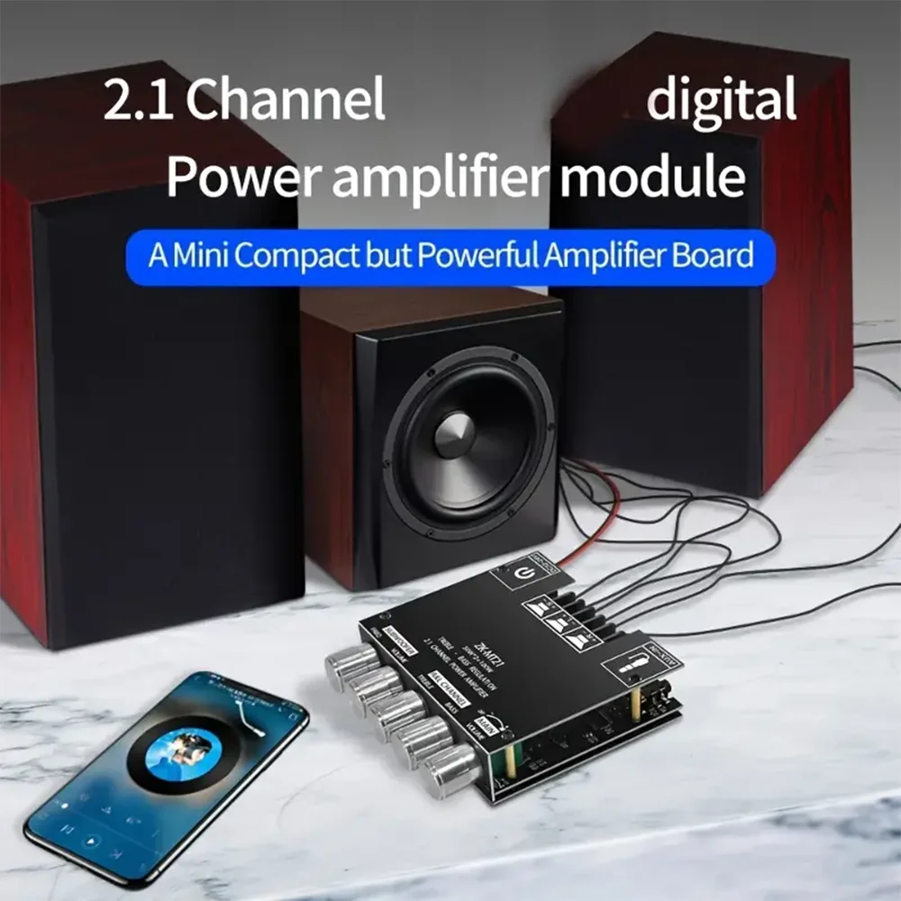 Audio Amplifier Board 2.1Channel 50W x 2 +100W Subwoofer Power amp with BT5.0 and AUX Inputs Stereo Digital amp For Home Theater - 3