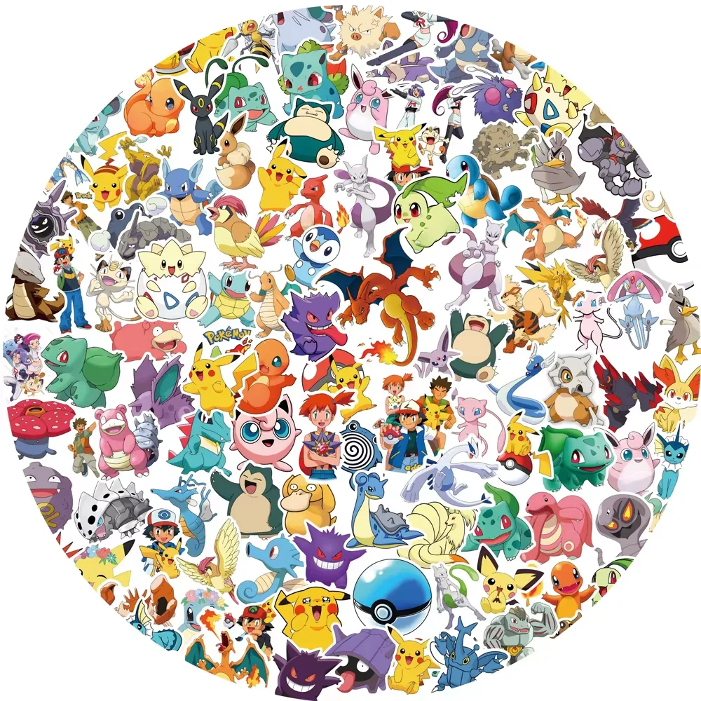 50/100/200 pezzi Pokemon Anime adesivi Pikachu Kawaii adesivo laptop valigia skateboard chitarra telefono cartone animato regalo per bambini giocattoli