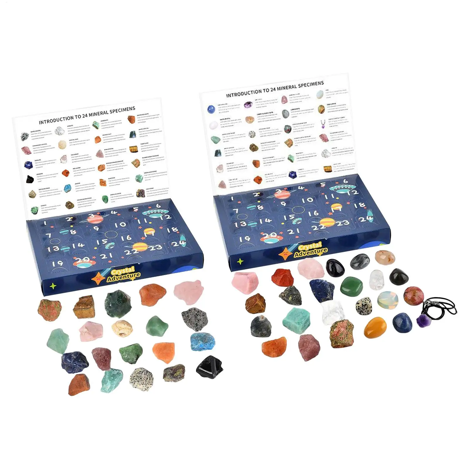 Crystal Christmas Countdown Calendar 24 Days Countdown Calendar with Natural Mineral Gemstones Seasonal Advent Favors For Kids