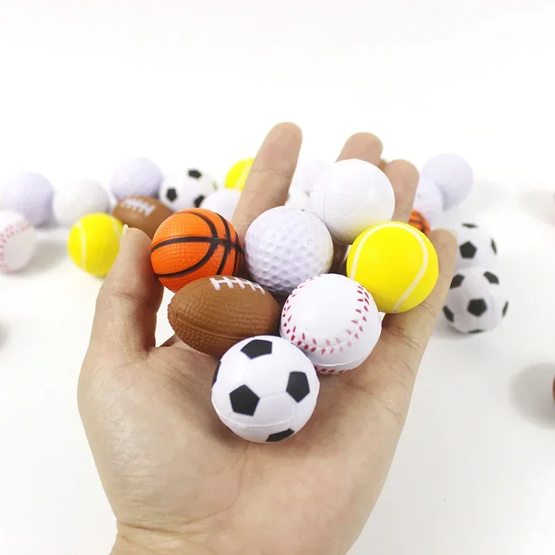 5PCS Squeeze Ball Stress Relief Toy 4CM Football Basketball Baseball Tennis Soft Squishy Antistress Kid Outdoor Novelty Gag Toys