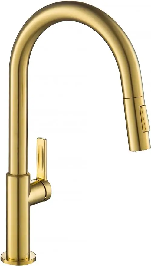 

Kraus KPF-2820BB Oletto Single Handle Pull-Down Kitchen Faucet, 17 Inch, Brushed Brass