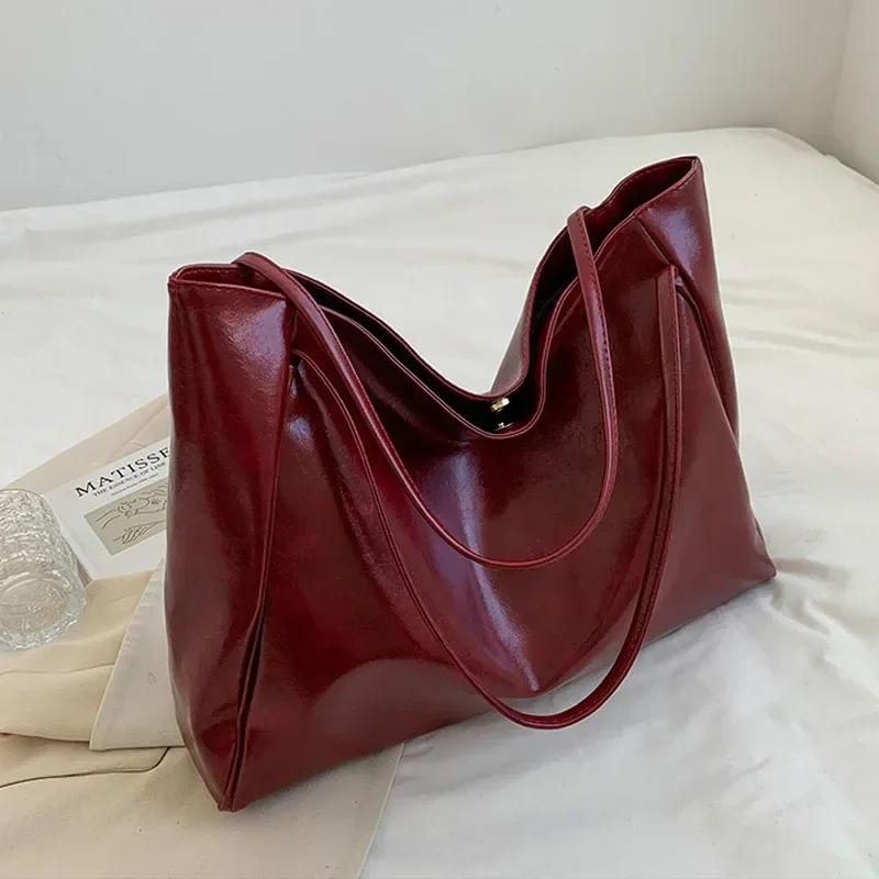 Women Tote Bags Fashion Underarm Pouch Large Capacity Soft Pu Shoulder Bag Retro Crossbody Bag Casual Portable Bucket Bag - 5