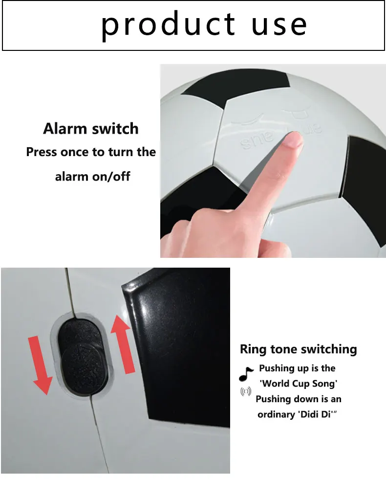Football Creative Table Clock Simplified Student Silent Alarm Clock Home Desktop Cute Children's Cartoon Fun Time English Clock