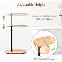 ไม้อ่างอาบน้ําถาดด้านข้าง,ไม้ไผ่อ่างอาบน้ําถาดตาราง,ความสูงปรับอิสระBathแคดดี้ถาดอ่างอาบน้ําด้านข้างตารางHome Spa 4