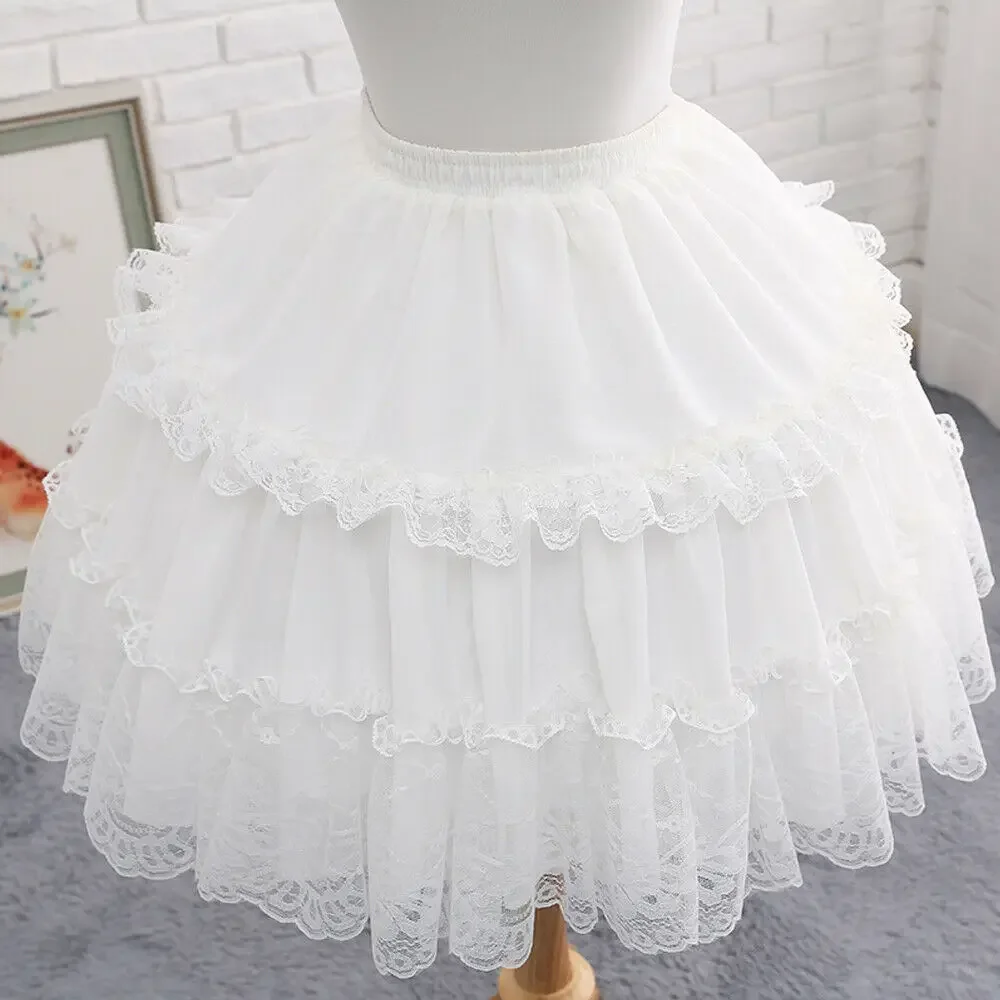 47cm Length Lace Crinoline 2 Hoop Petticoat Lolita Underskirt for Girls