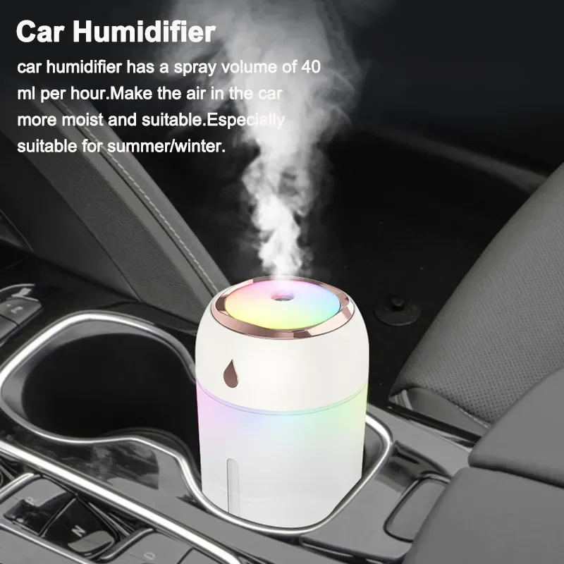 300ml Air Humidifier Portable Mini USB Aroma Diffuser With Cool LED Light Mist For Bedroom Home Car Plants Purifier 2