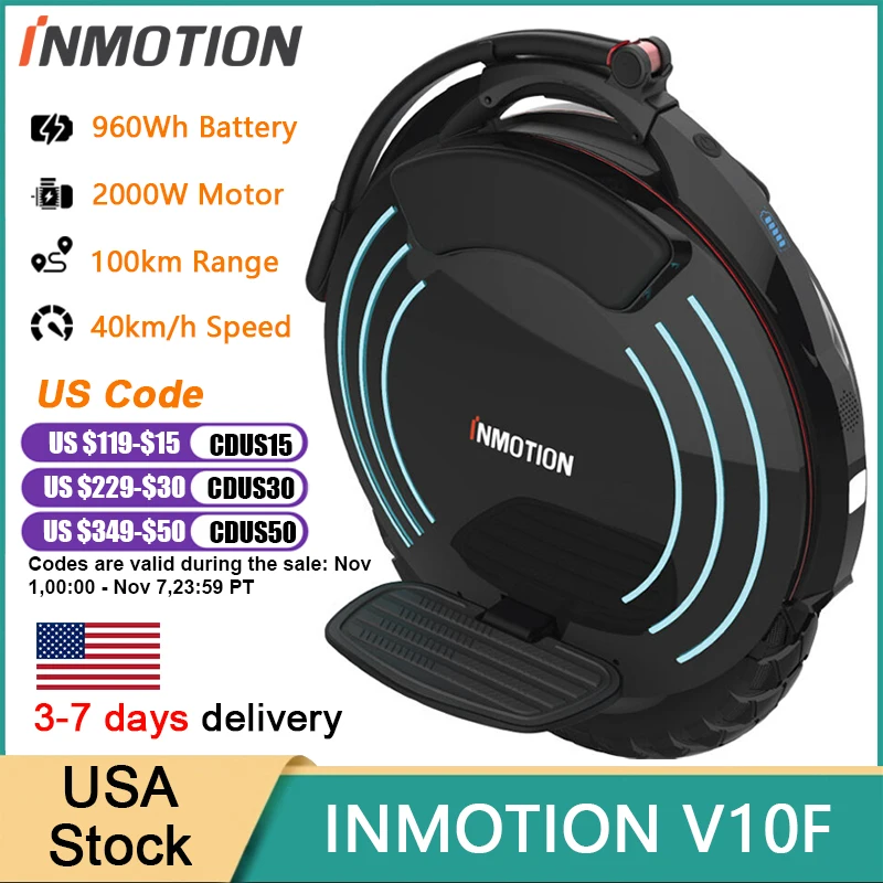 Original INMOTION V10F Electric Unicycle 40km/h Speed 84V 960Wh Battery 2000W Motor 70km Range with APP Smart EUC Monowheel