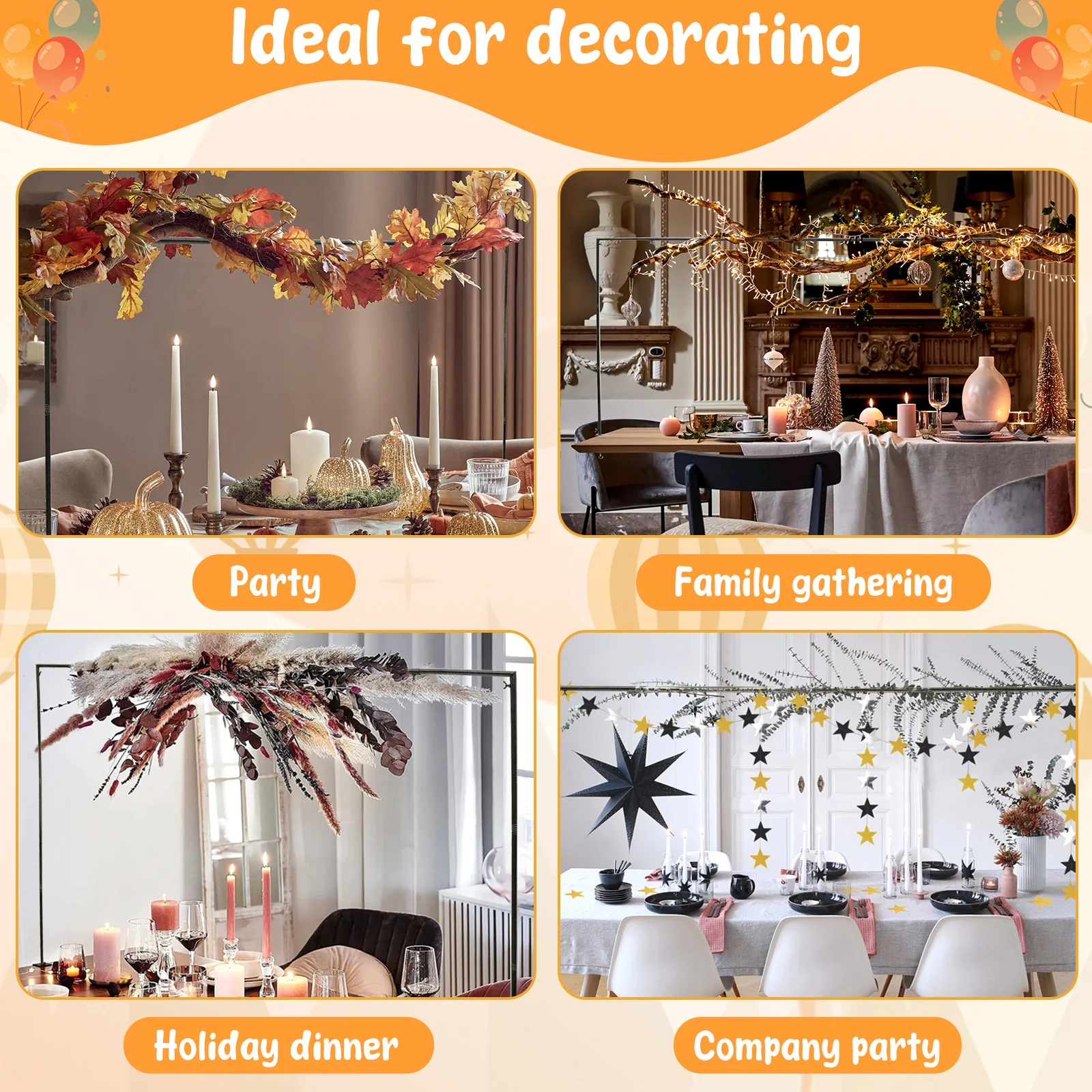 Over The Table Rod Stand with Clamps Black Golden Table Arch Stand for Wedding Birthday Party Hanging Decor Halloween Christmas