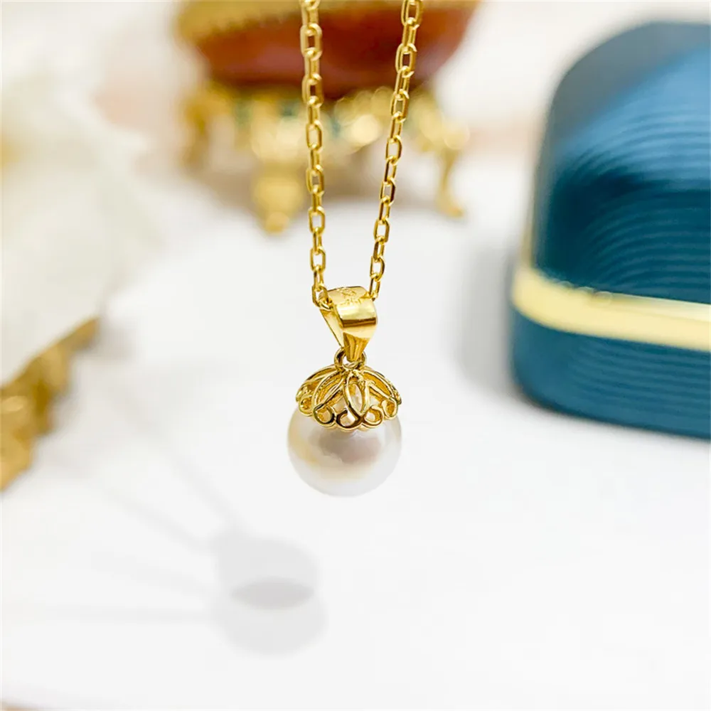 

DIY pearl accessories S925 sterling silver pendant empty holder concealer jade necklace pendant with 8-11mm round beads