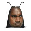 Custom Funny Kanye West Meme Drawstring Backpack Women Men Sport Gym Sackpack Portable Rapper Music Producer Training Bag Sack 1