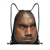 Custom Funny Kanye West Meme Drawstring Backpack Women Men Sport Gym Sackpack Portable Rapper Music Producer Training Bag Sack 1