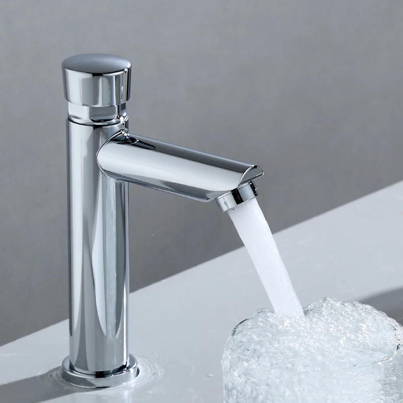 

Touch Press Bathroom Basin Faucet Washbasin Manual Press Faucet Automatic Switch Faucet Save Water Cold Water Toilet Faucet