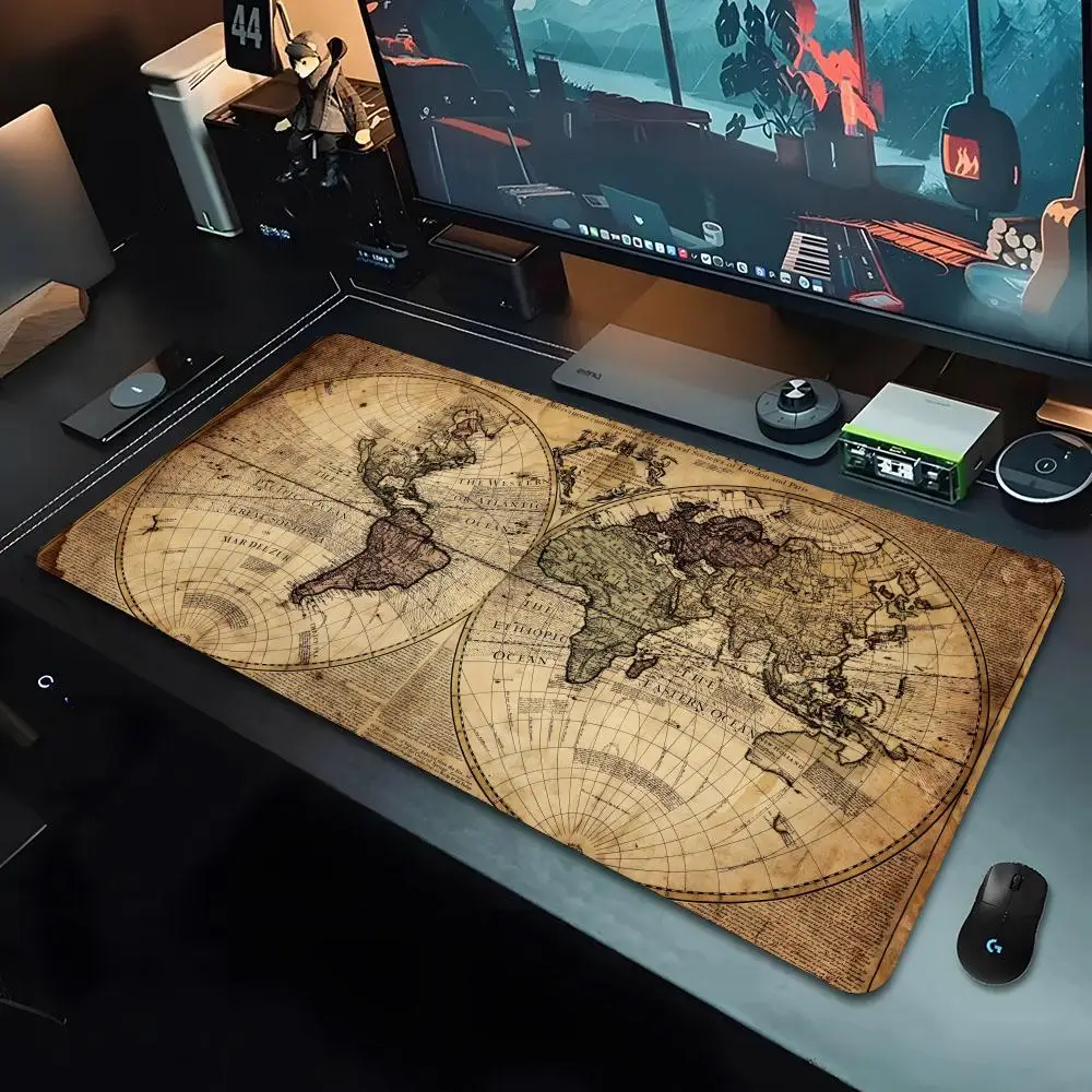 Navegação Retro Mapa Arte hd Mouse Pad Gamer Mousepad Tapete de Rato Grande Tapete de Mesa de Borracha Natural pc Desk Mats Design Mousepad - Imagem 5