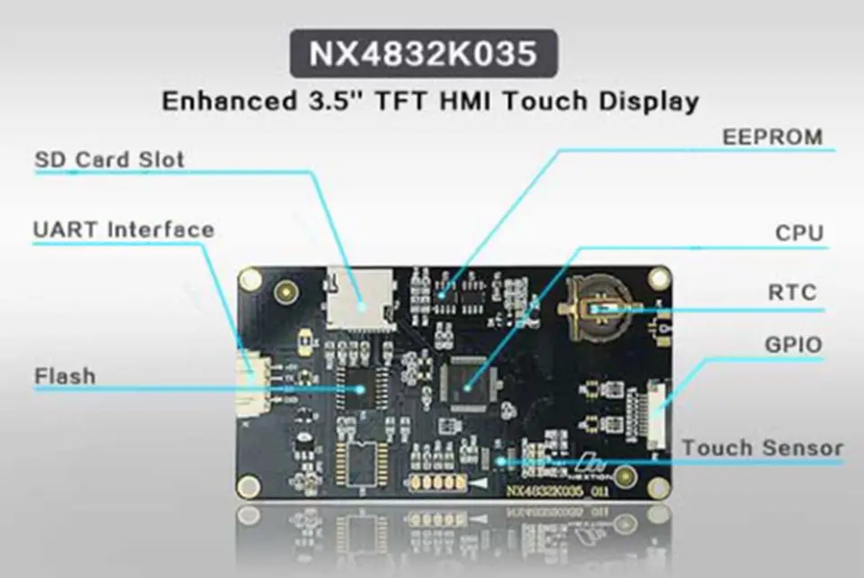 Nextion Enhanced NX4832K035 - Generic 3.5 480*320 Built-in RTC Larger Flash Capacity Faster MCU Clock HMI Touch Display image 5