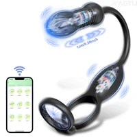APP Control Männlichen Penis Ring Stieß Prostata-massagegerät Anal Plug Cock Ring Teleskop Anal Vibrator Homosexuell Erwachsene Sex Spielzeug für Männer