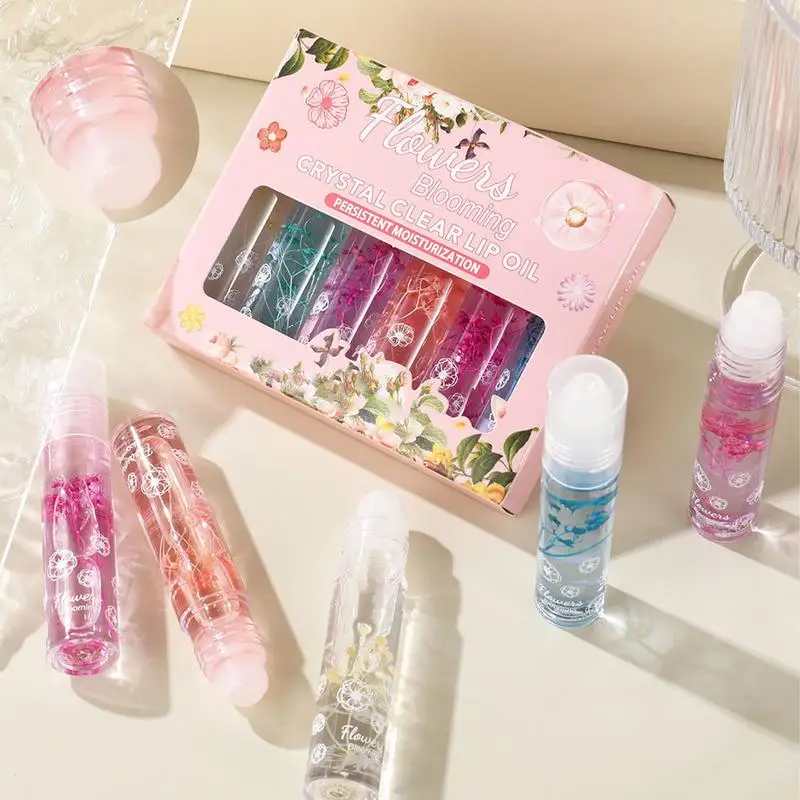 Flower Roll-on Lip Balm crystal clear Lipgloss Moisturizing Transparent Lip Oil Long Lasting Hydrating Lipgloss Lip Care Makeup 4