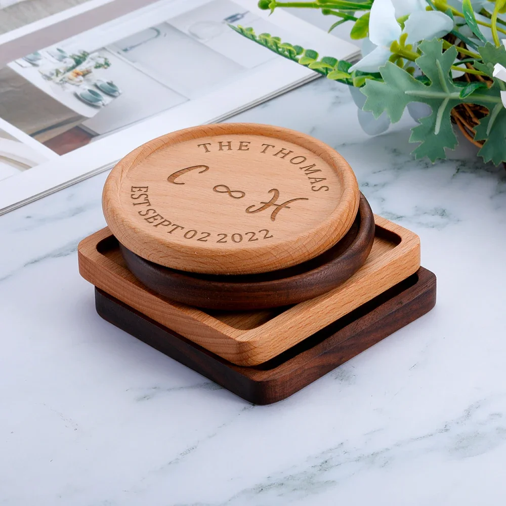 Custom Name Coasters Wooden Tea Coffee Whisky Coaster Couple Gift Love Souvenir Table Round Square Coaster Housewarming Gifts 5 S5954cef1a878405fa77e0631d26ab7aew