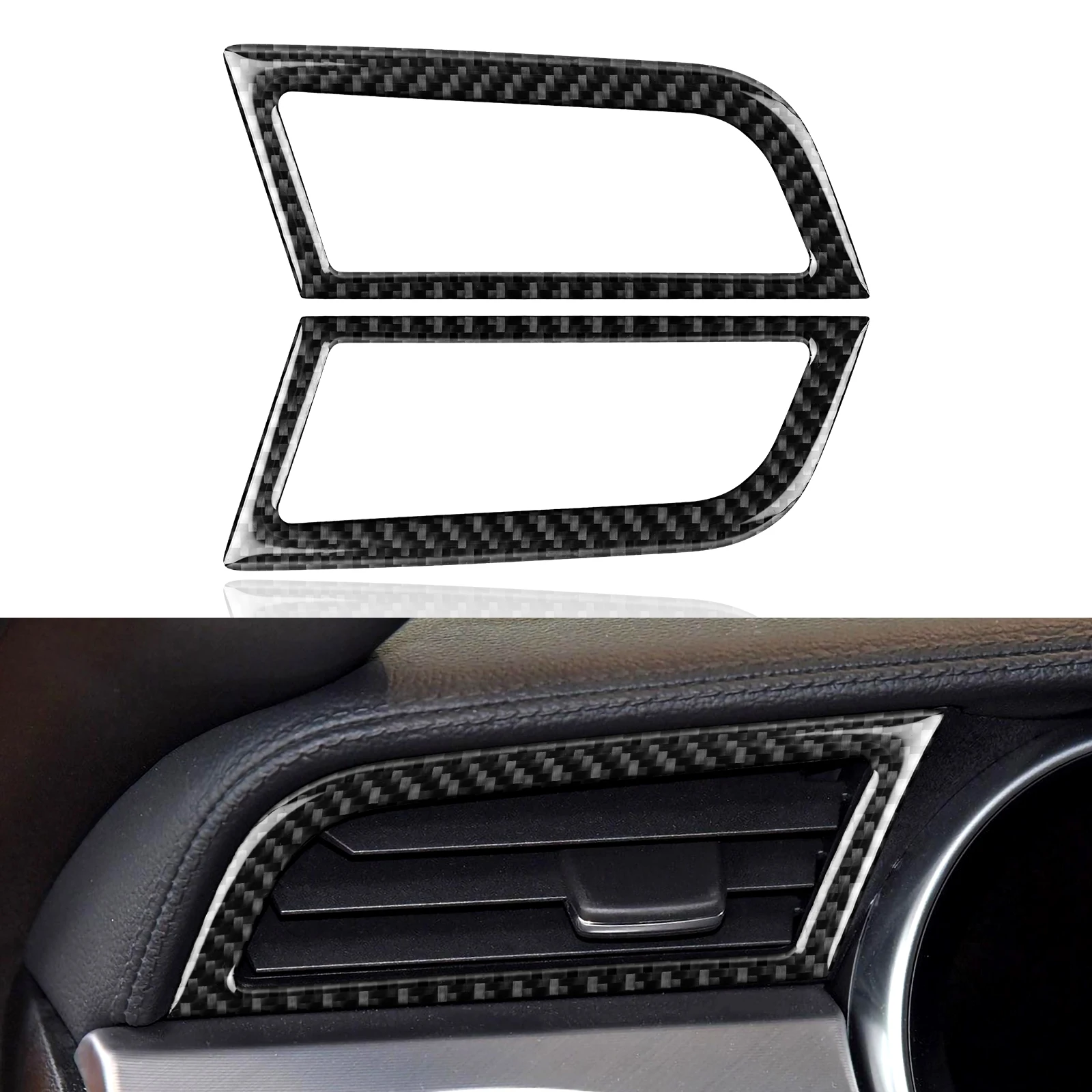 

Carbon Fiber Car Dashboard Air Conditioner Outlet Vent Sticker Interior Decal For Ford Mustang GT 2015-2020 Car Accessories