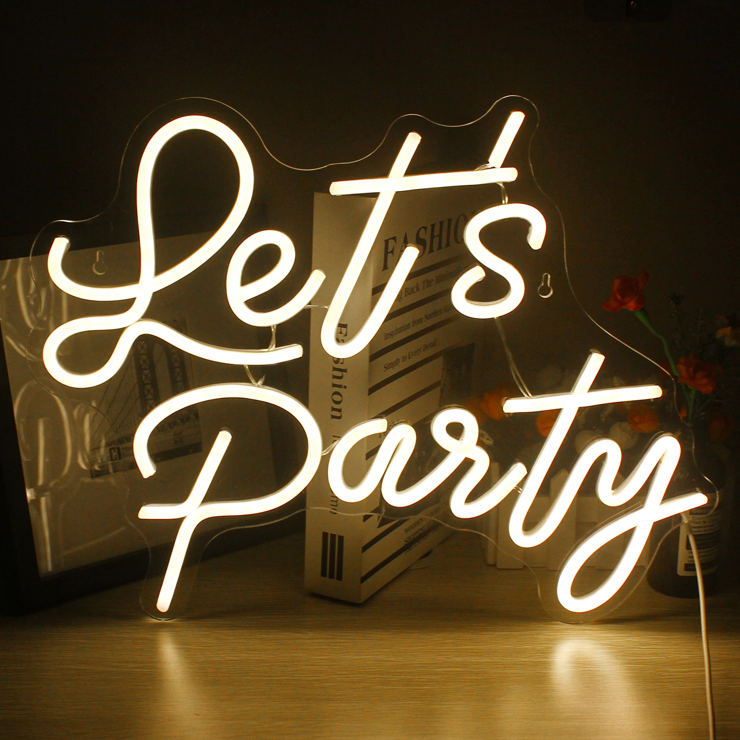 

Let's Party Neon Sign for Wall Decor Lamp Lights USB 41*32 cm Neon led Sign Decor Creative Lights for Wedding Club Party Decor