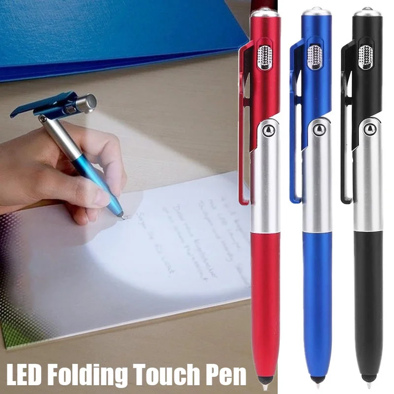 Ballpoint Pen with LED Light Multifunction Folding Stand for Phone