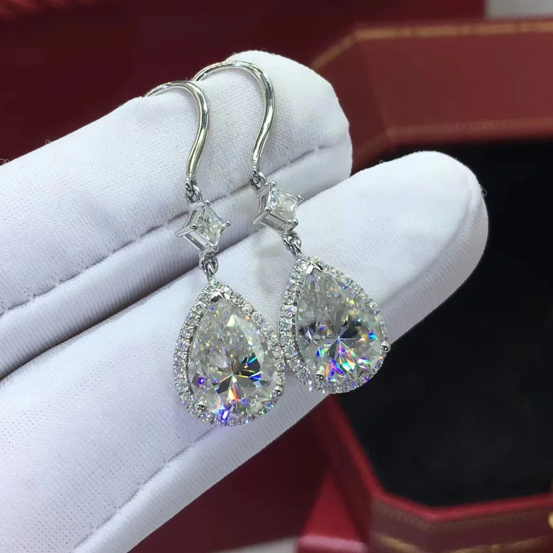 

S925 Sterling Silver Natural 1 Carat Diamond Jewelry Earrings for Women Fine De Silver 925 Jewelry Garnet Drop Earring Bizuteria