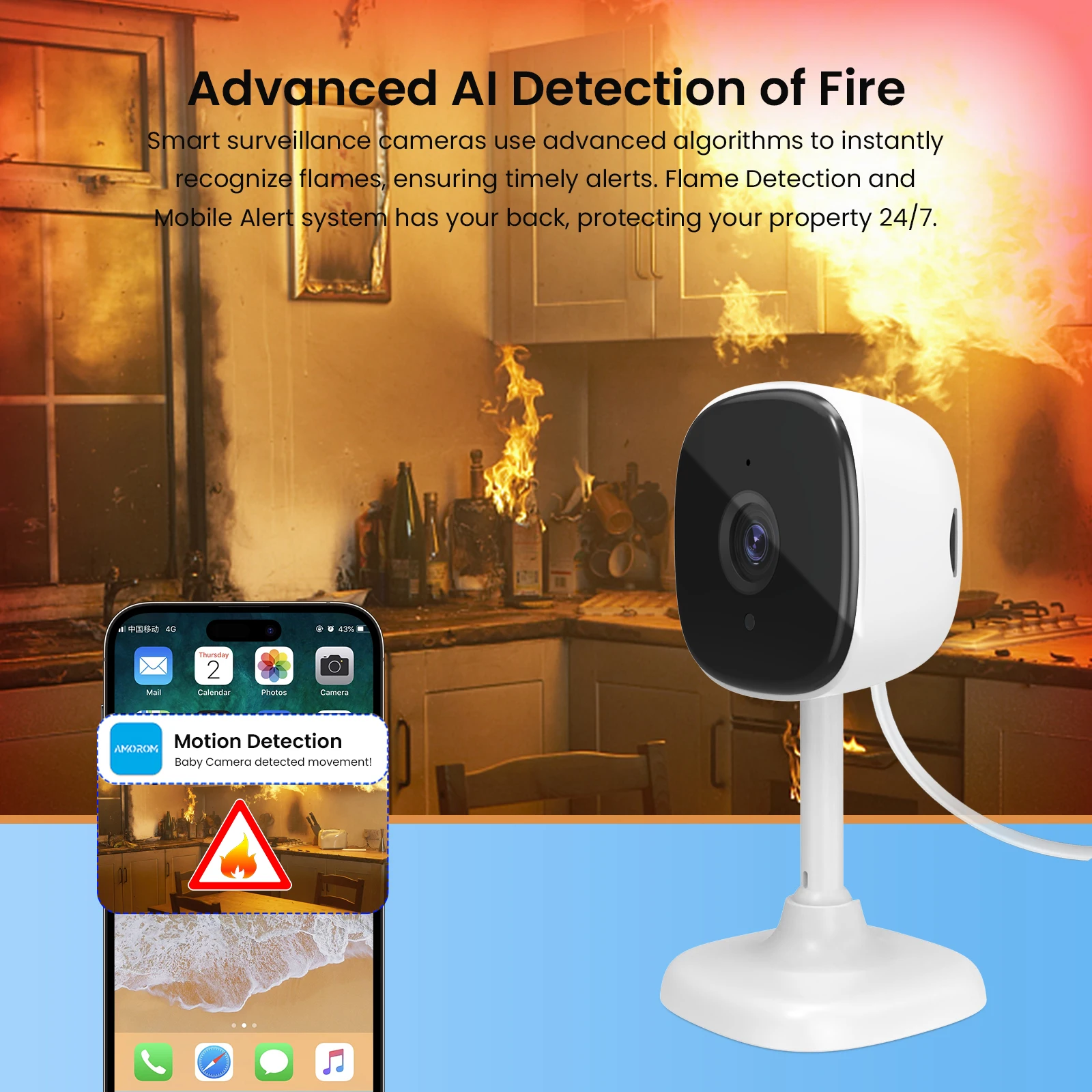 Amorom 1080P HD Wifi Ip Camera Night Home Surveillance Camera P2P Voice Video Monitor Ai Detect Tuya Ip Camera For Ios Android 5