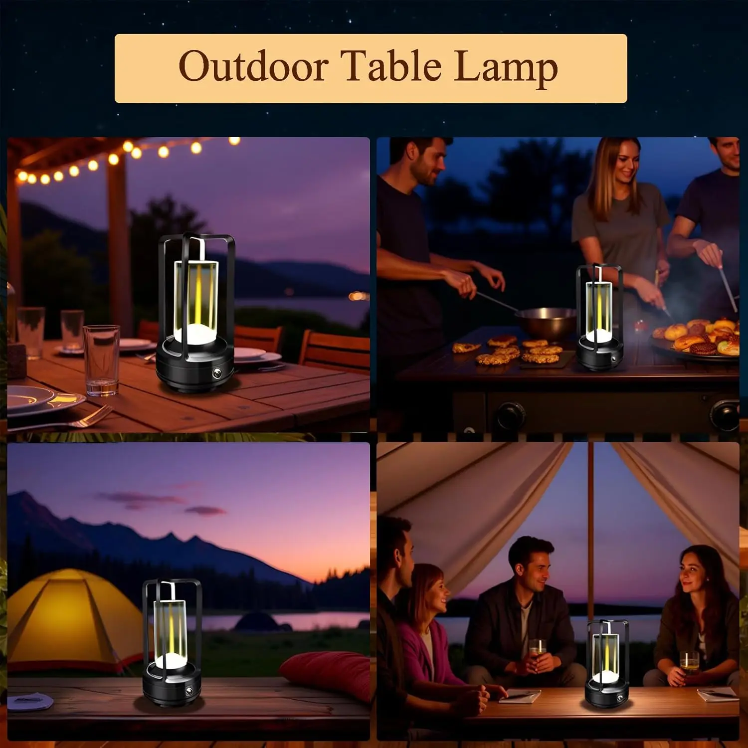 1/2PC LED 테이블 램프 충전식 무선 터치 데스크 램프 3 색 디밍 야간 조명 침실 머리맡 캠핑 야외 장식