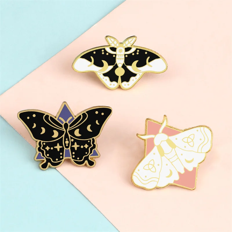 Butterfly Pins, Butterfly Brooches, Moth Pins, Enamel Butterfly Pin, Moon  Floral Butterfly Pin 