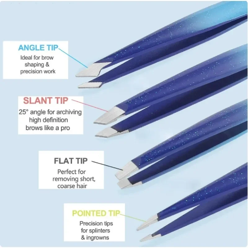 Eyebrow TweezersSparkly Stainless Steel Tweezers Positive Oblique Eyebrow Tweezers Drop Gel Gradient Beauty Eyelash Repair Girl